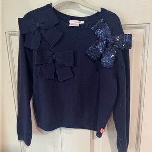 Billieblush Navy Blue Sweater with Bow Accents and Sequins